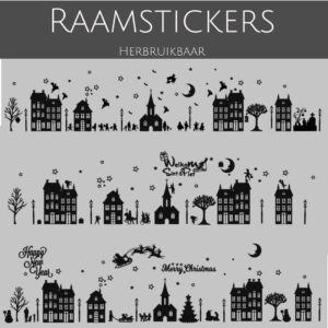 Herbruikbare raamsticker Huisjes (basis)
