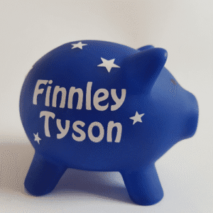 Spaarvarken gepersonaliseerd Blauw