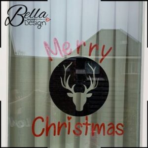 Herbruikbare Raamsticker Merry Christmas rendier